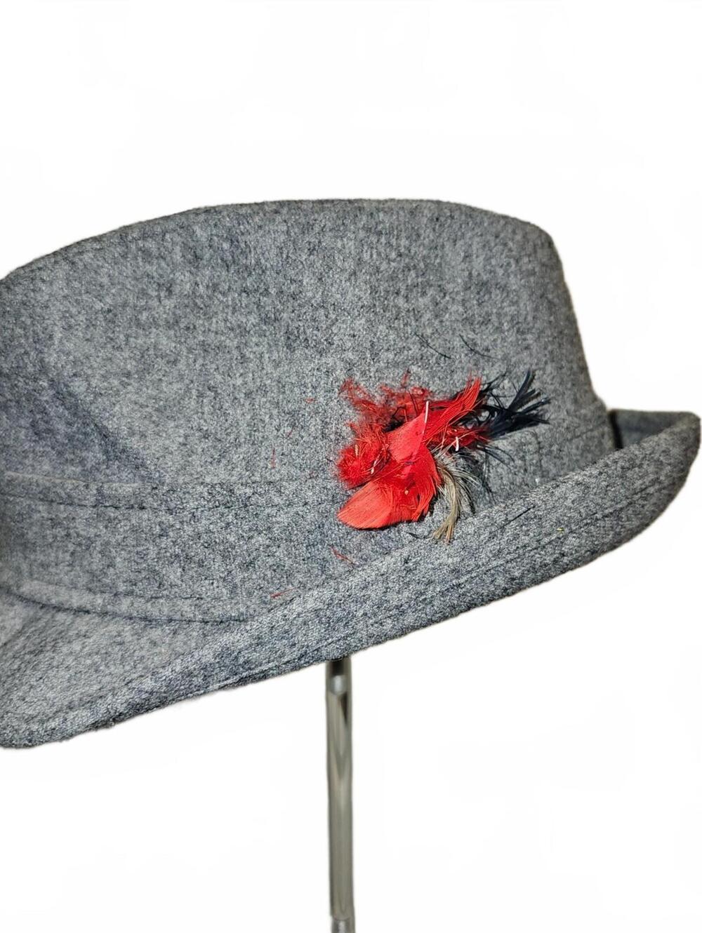 Pendleton Gray Wool Hat with Feather